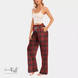 ScotsTee Shop Scottish Ettrick District Clan Tartan Womens Waist Fungus Edge Wide Leg Pants Tartan Pants