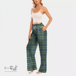 ScotsTee Shop Scottish Graham of Montrose Ancient Clan Tartan Womens Waist Fungus Edge Wide Leg Pants Tartan Pants