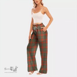 ScotsTee Shop Scottish MacGregor Ancient Clan Tartan Womens Waist Fungus Edge Wide Leg Pants Tartan Pants