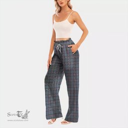 ScotsTee Shop Scottish Earl of St Andrews Clan Tartan Womens Waist Fungus Edge Wide Leg Pants Tartan Pants
