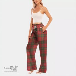 ScotsTee Shop Scottish Hay Modern Clan Tartan Womens Waist Fungus Edge Wide Leg Pants Tartan Pants