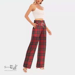 ScotsTee Shop Scottish MacGillivray Modern Clan Tartan Womens Waist Fungus Edge Wide Leg Pants Tartan Pants