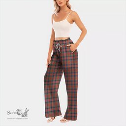 ScotsTee Shop Scottish MacDuff Ancient Clan Tartan Womens Waist Fungus Edge Wide Leg Pants Tartan Pants