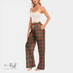 ScotsTee Shop Scottish MacLachlan Hunting Modern Clan Tartan Womens Waist Fungus Edge Wide Leg Pants Tartan Pants