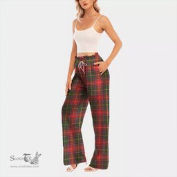 ScotsTee Shop Scottish Somerville Modern Clan Tartan Womens Waist Fungus Edge Wide Leg Pants Tartan Pants
