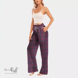 ScotsTee Shop Scottish Montgomery Modern Clan Tartan Womens Waist Fungus Edge Wide Leg Pants Tartan Pants