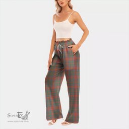 ScotsTee Shop Scottish MacKintosh Ancient Clan Tartan Womens Waist Fungus Edge Wide Leg Pants Tartan Pants