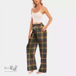 ScotsTee Shop Scottish MacMillan Old Modern Clan Tartan Womens Waist Fungus Edge Wide Leg Pants Tartan Pants