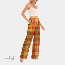 ScotsTee Shop Scottish MacMillan Clan Clan Tartan Womens Waist Fungus Edge Wide Leg Pants Tartan Pants