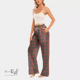 ScotsTee Shop Scottish Robertson Ancient Clan Tartan Womens Waist Fungus Edge Wide Leg Pants Tartan Pants