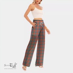 ScotsTee Shop Scottish Robertson Ancient Clan Tartan Womens Waist Fungus Edge Wide Leg Pants Tartan Pants