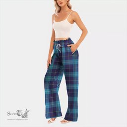 ScotsTee Shop Scottish McKerrell Clan Tartan Womens Waist Fungus Edge Wide Leg Pants Tartan Pants