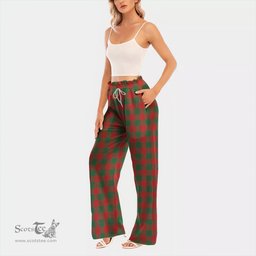 ScotsTee Shop Scottish Moncrieffe Clan Tartan Womens Waist Fungus Edge Wide Leg Pants Tartan Pants