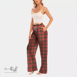 ScotsTee Shop Scottish MacPhee Modern Clan Tartan Womens Waist Fungus Edge Wide Leg Pants Tartan Pants