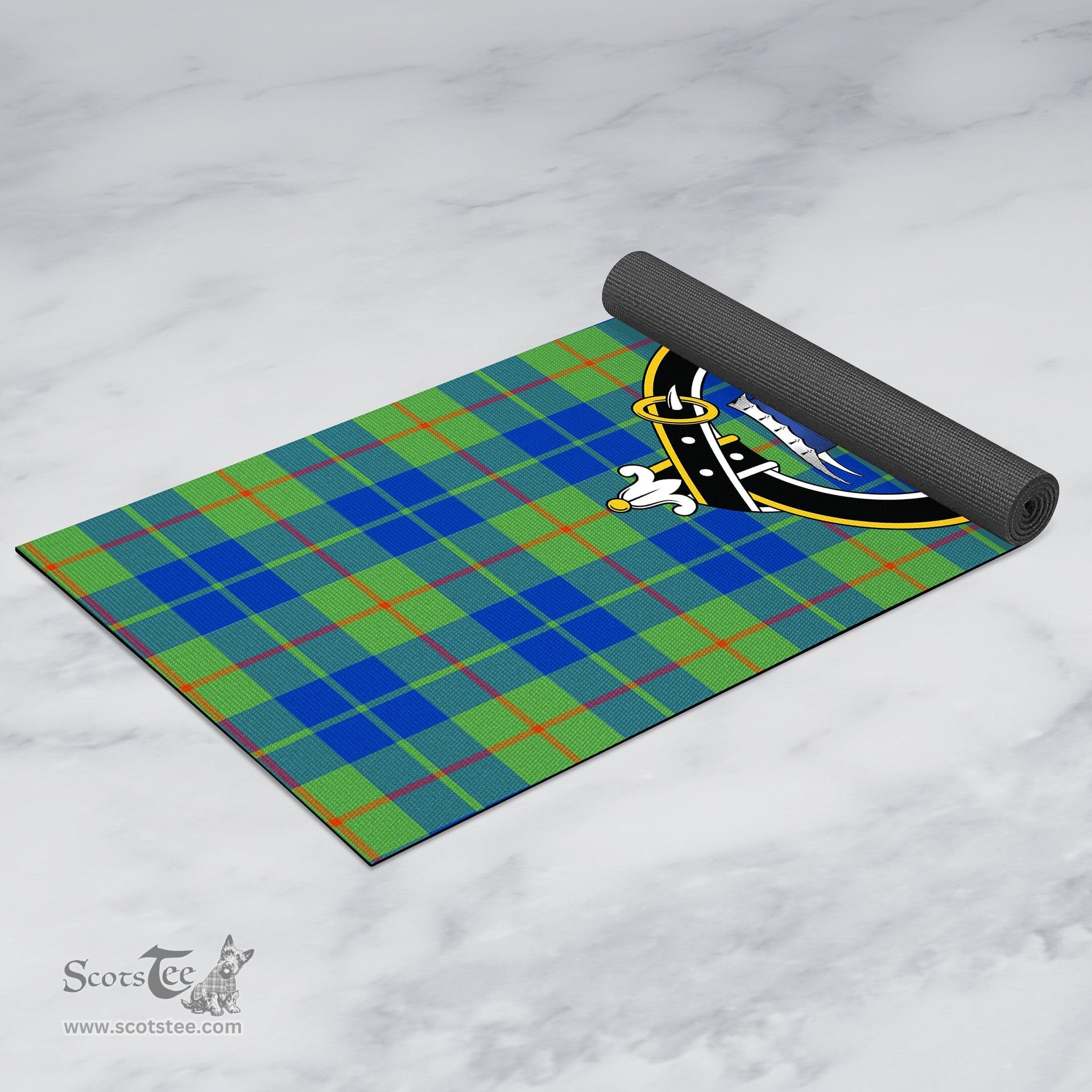 ScotsTee Shop Scottish Barclay Hunting Ancient Clan Crest Tartan Rubber Yoga Mat