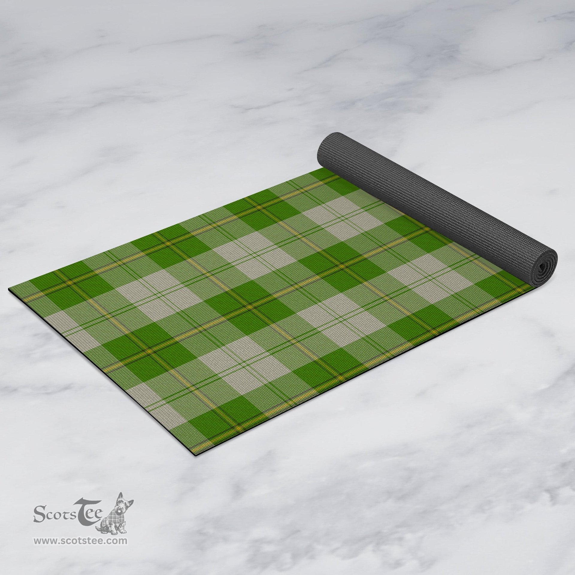 ScotsTee Shop Scottish Cunningham Dress Green Dancers Clan Tartan Rubber Yoga Mat