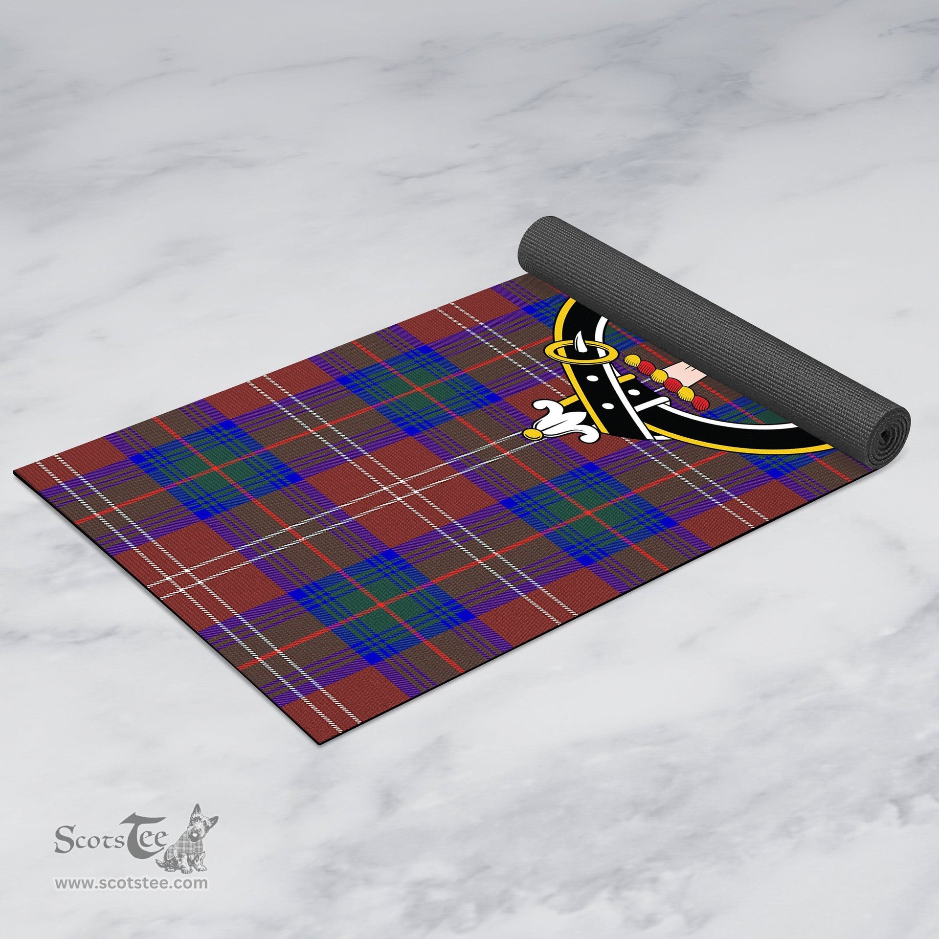 ScotsTee Shop Scottish Chisholm Hunting Modern Clan Crest Tartan Rubber Yoga Mat
