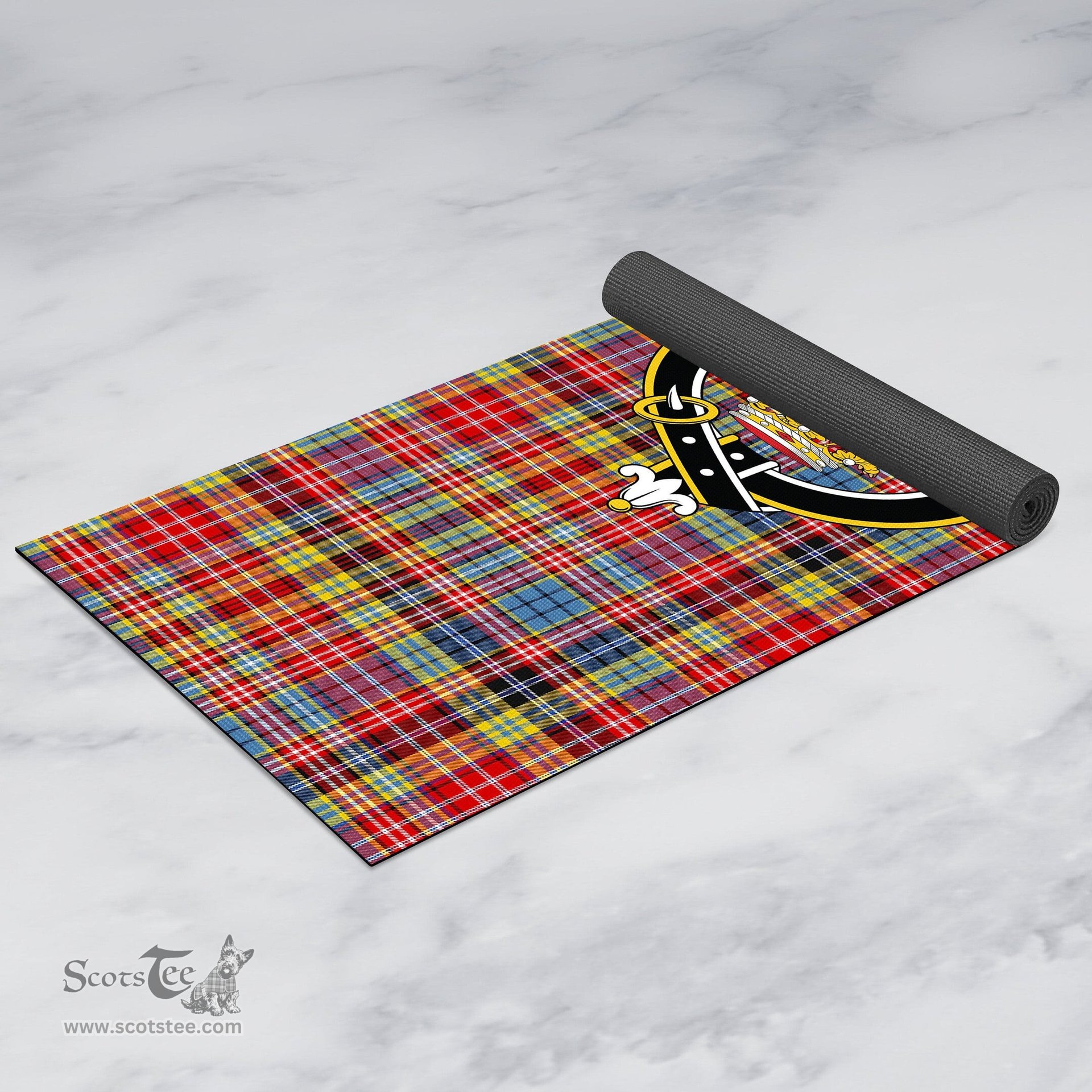 ScotsTee Shop Scottish Drummond of Strathallan Clan Crest Tartan Rubber Yoga Mat