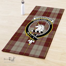 ScotsTee Shop Scottish Cunningham Burgundy Dancers Clan Crest Tartan Rubber Yoga Mat