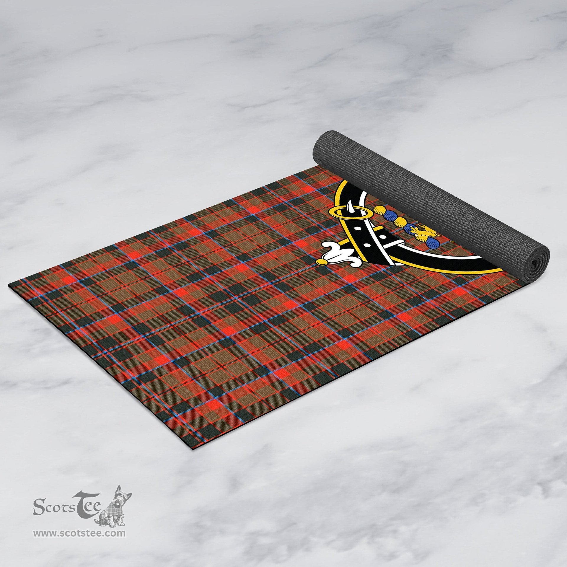 ScotsTee Shop Scottish Cumming Hunting Weathered Clan Crest Tartan Rubber Yoga Mat