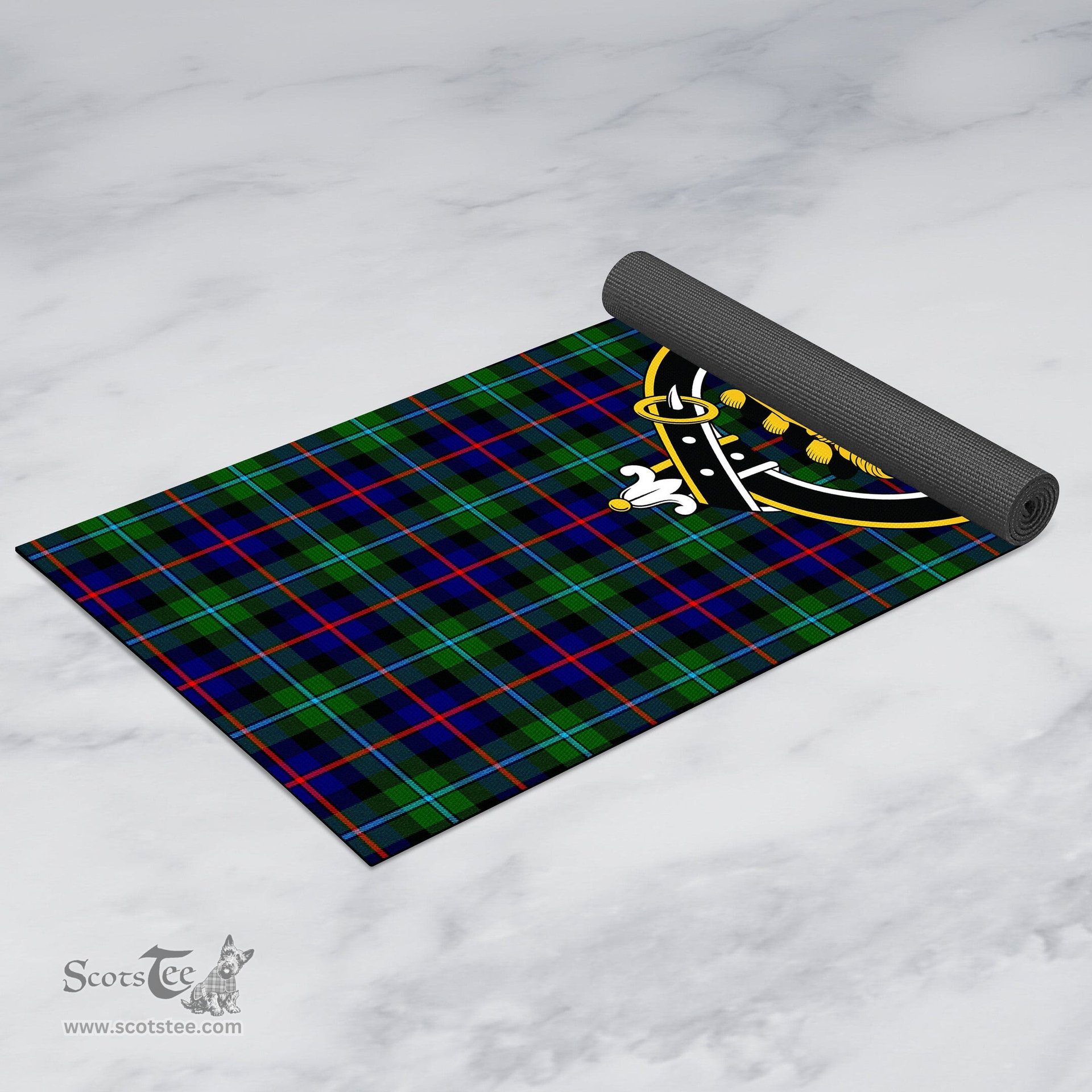 ScotsTee Shop Scottish Campbell of Cawdor Modern Clan Crest Tartan Rubber Yoga Mat