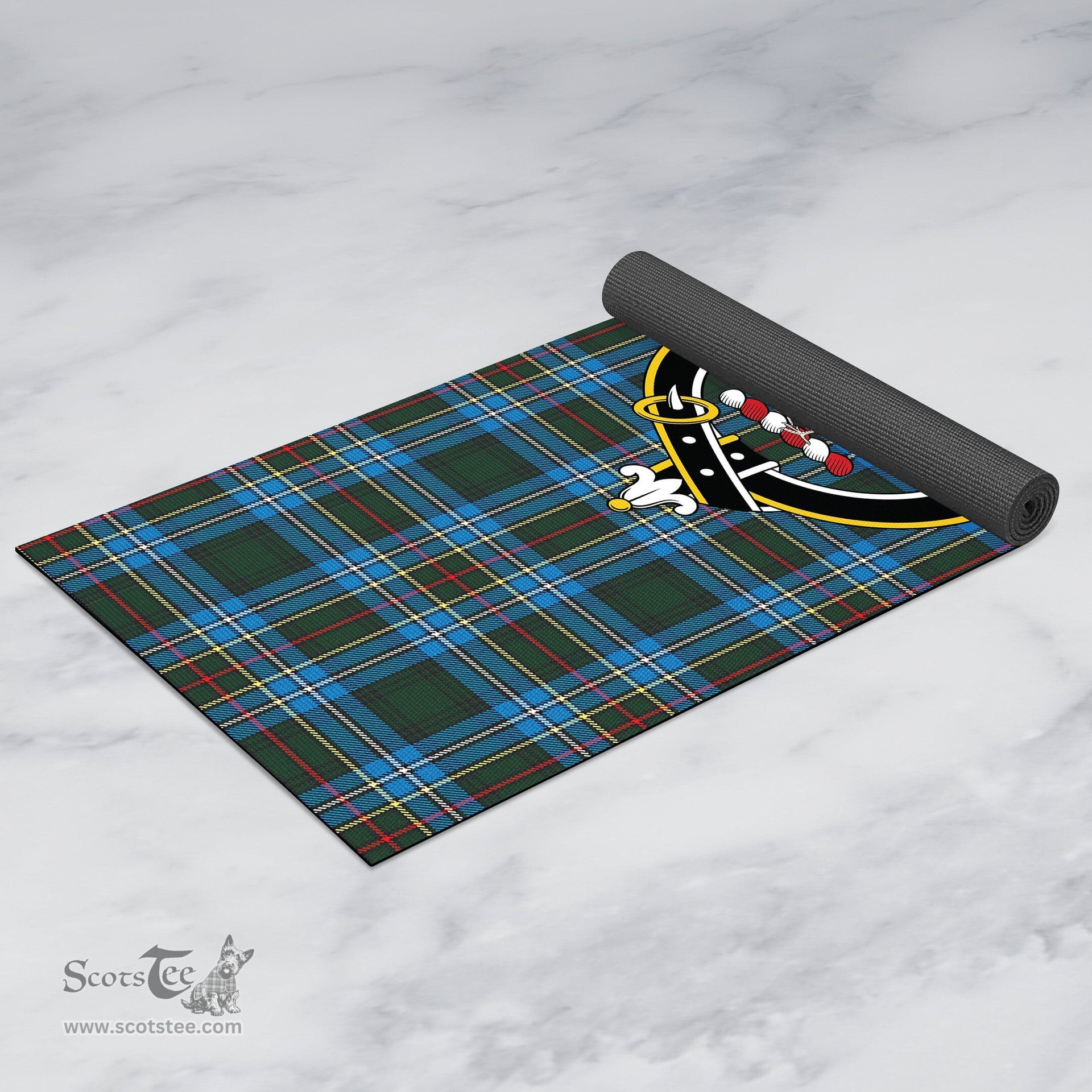 ScotsTee Shop Scottish Cockburn Modern Clan Crest Tartan Rubber Yoga Mat