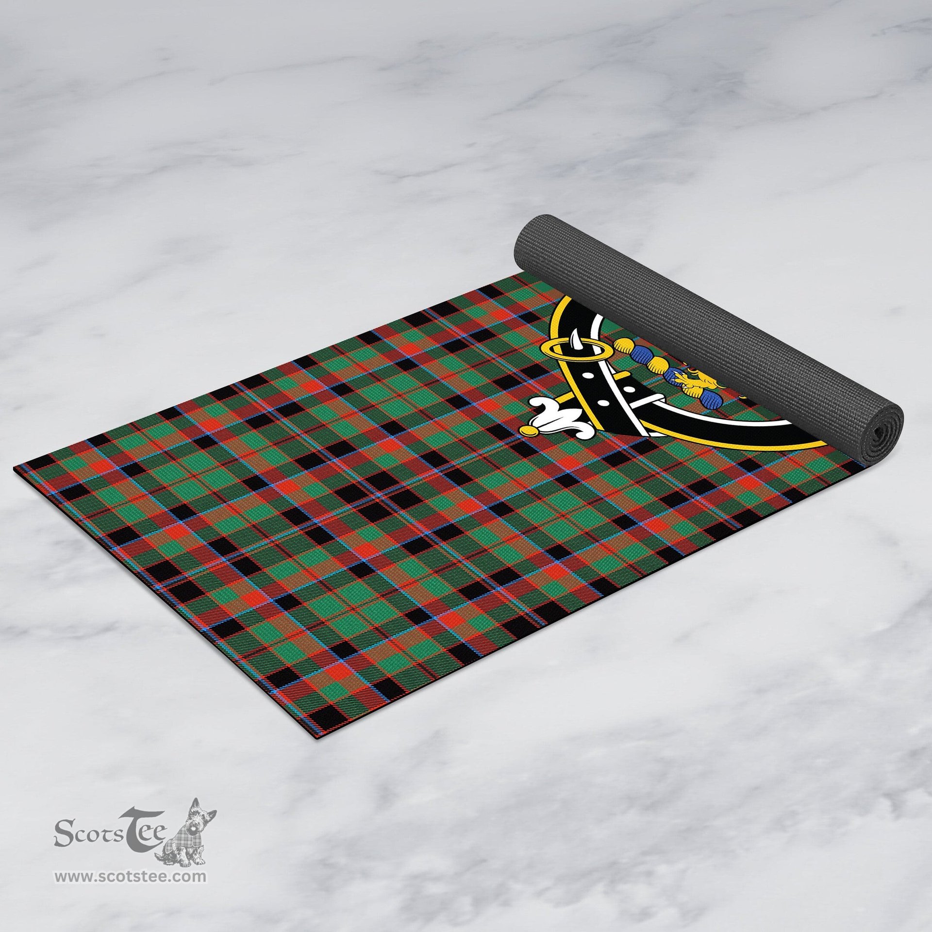 ScotsTee Shop Scottish Cumming Hunting Ancient Clan Crest Tartan Rubber Yoga Mat