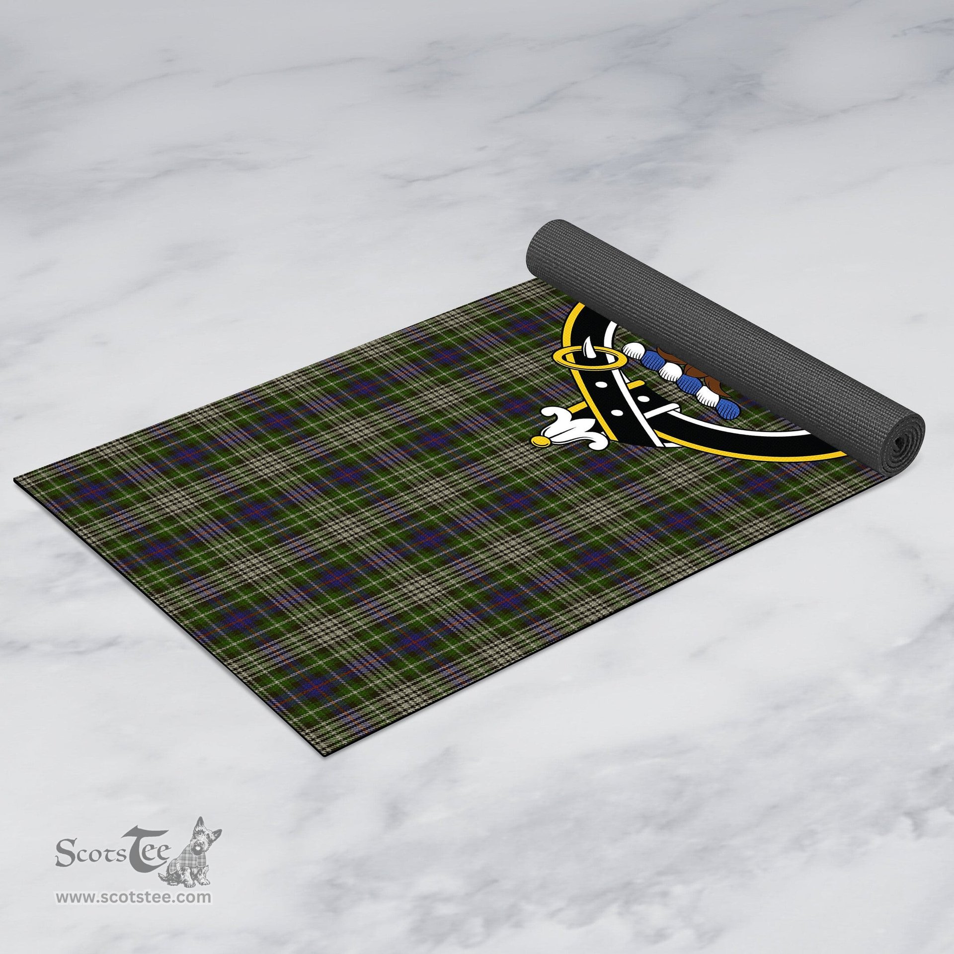 ScotsTee Shop Scottish Davidson Tulloch Dress Clan Crest Tartan Rubber Yoga Mat