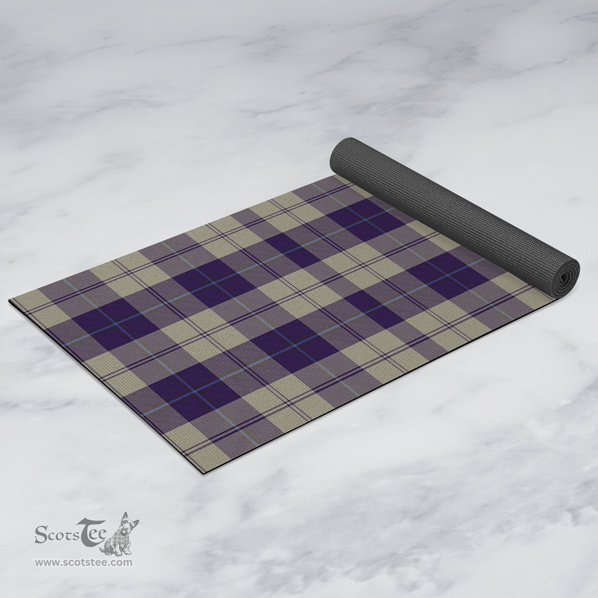 ScotsTee Shop Scottish Cunningham Dress Blue Dancers Clan Tartan Rubber Yoga Mat