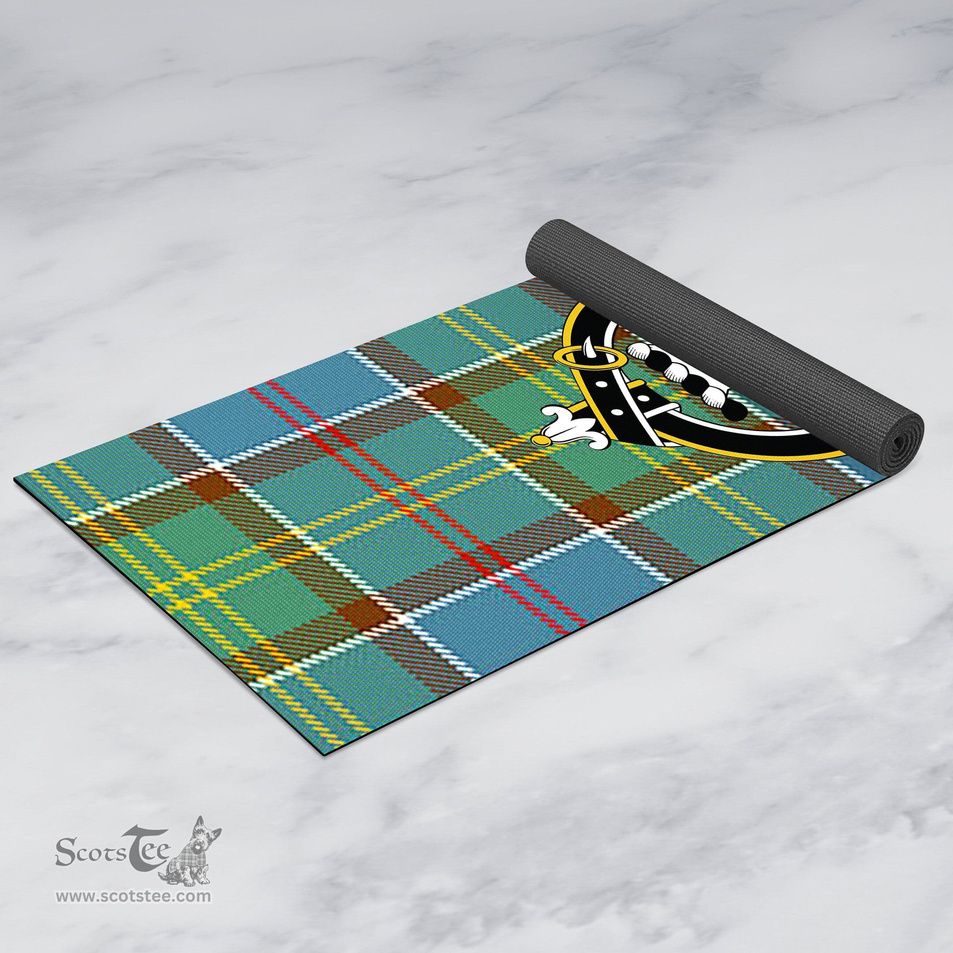 ScotsTee Shop Scottish Colville Clan Crest Tartan Rubber Yoga Mat