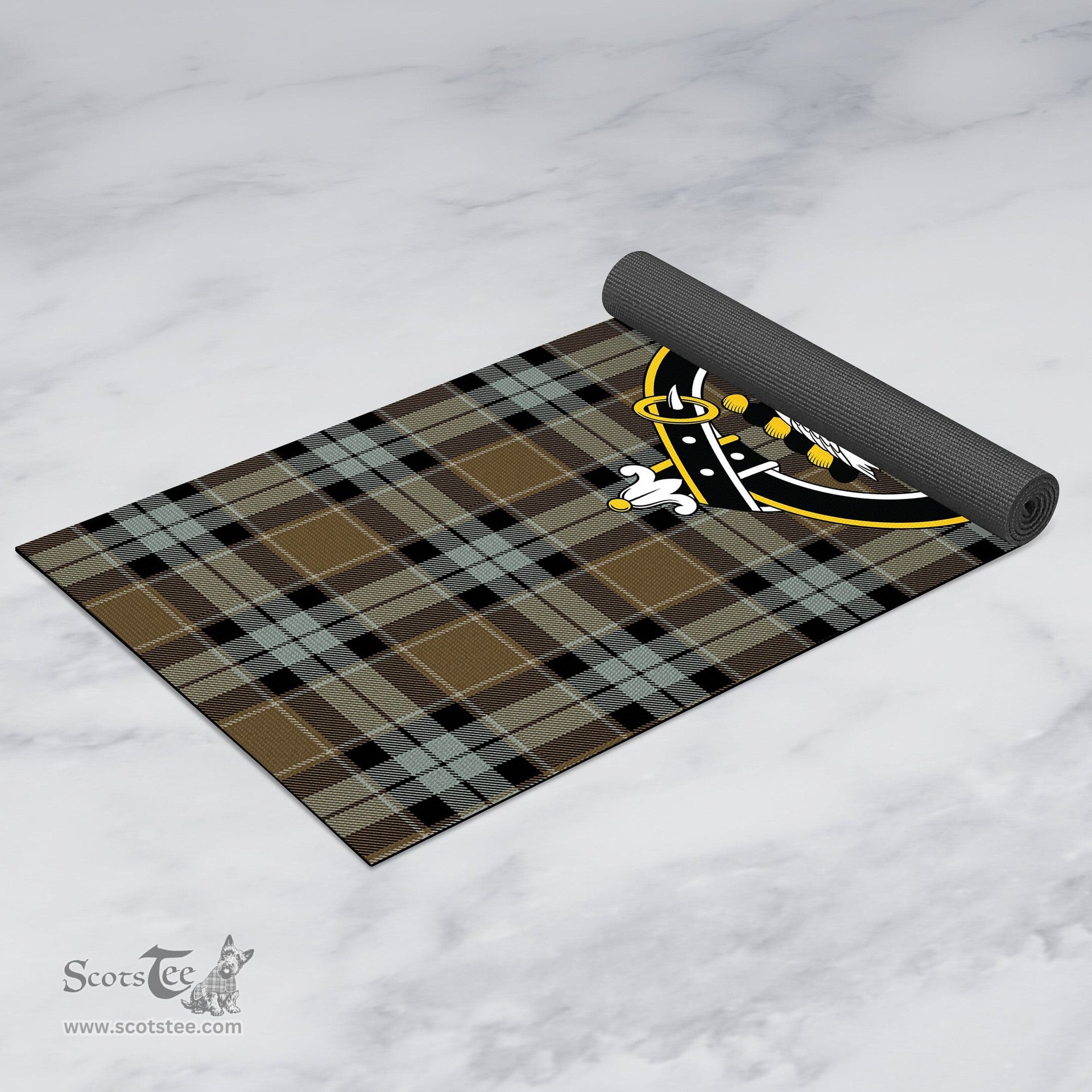 ScotsTee Shop Scottish Graham of Menteith Weathered Clan Crest Tartan Rubber Yoga Mat