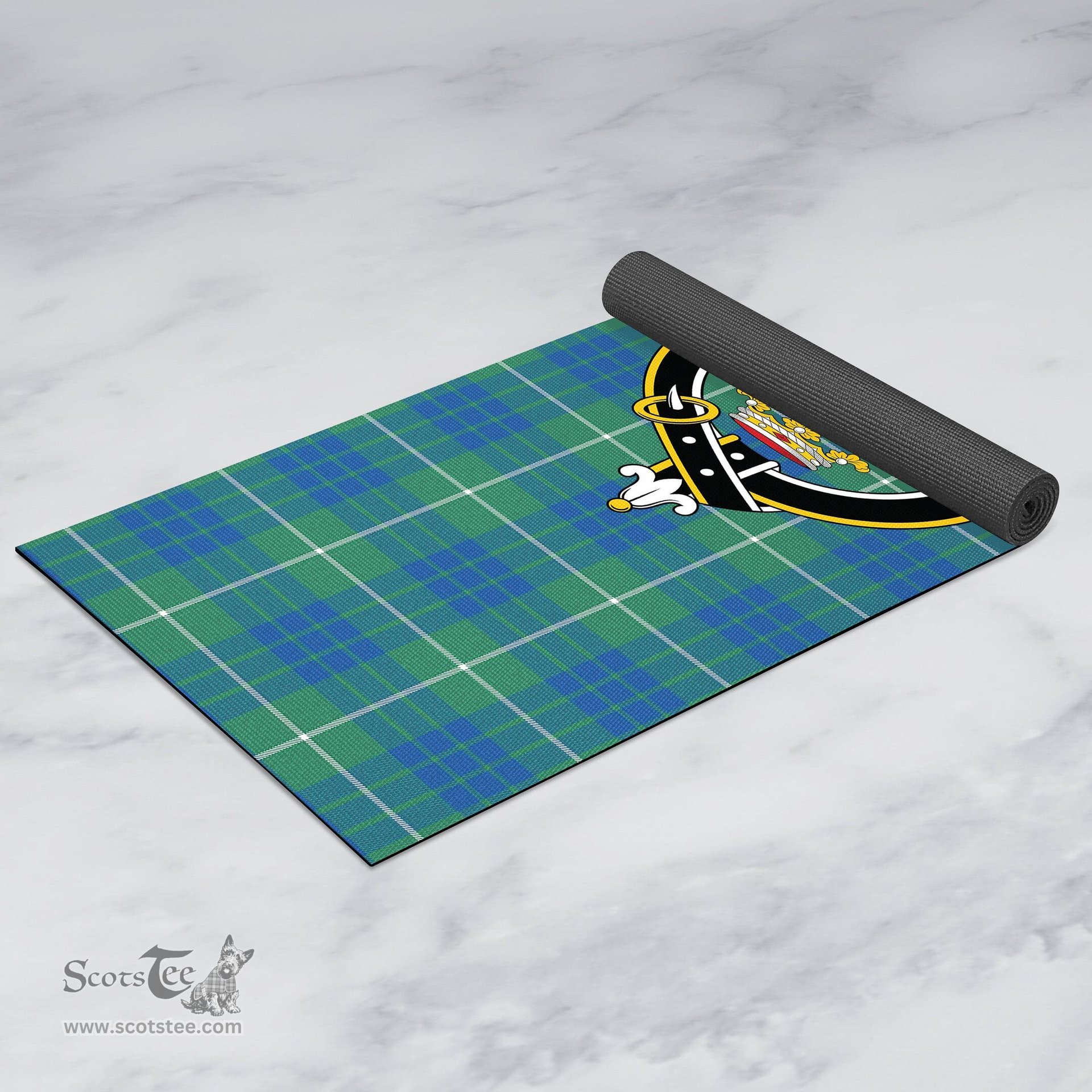 ScotsTee Shop Scottish Hamilton Hunting Ancient Clan Crest Tartan Rubber Yoga Mat