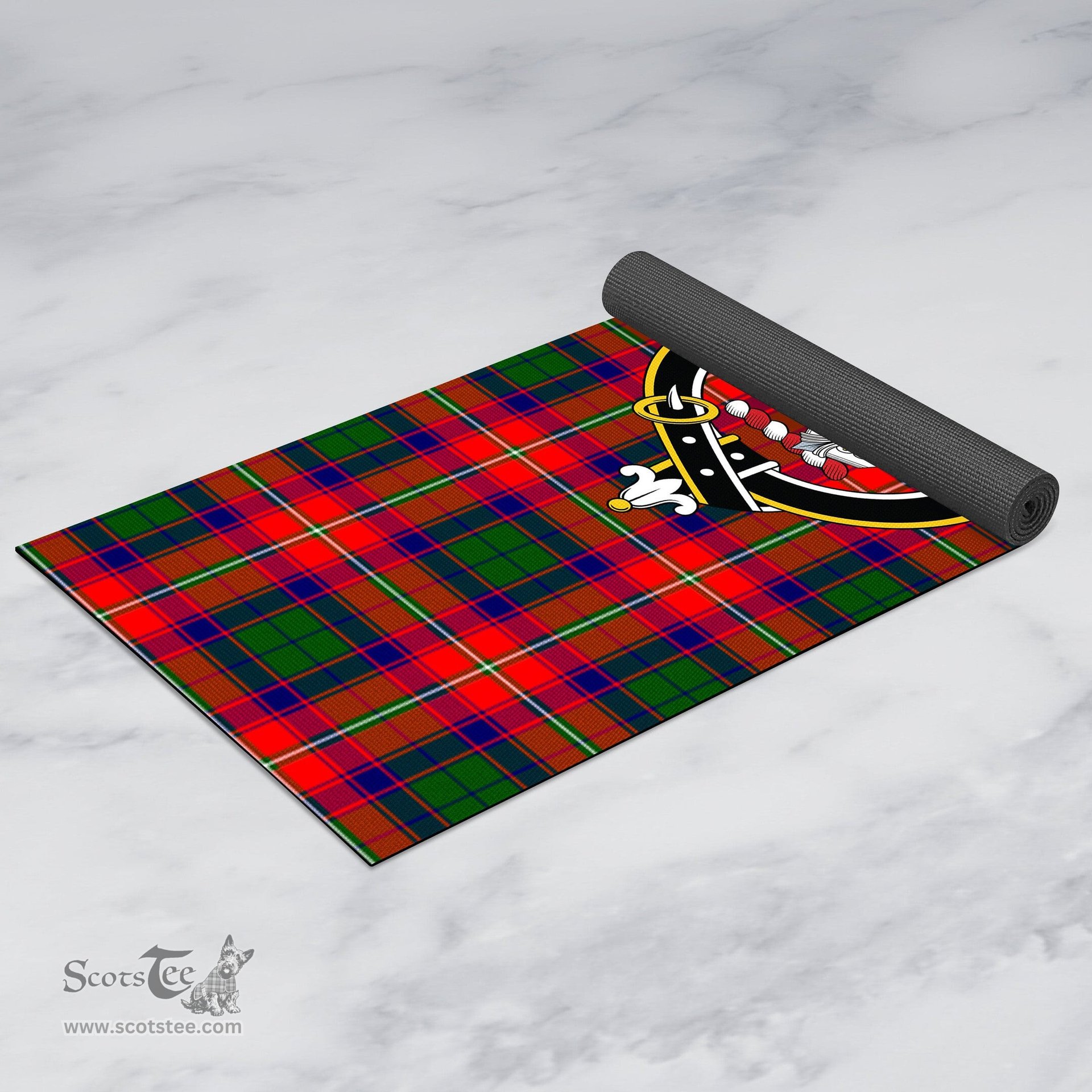 ScotsTee Shop Scottish Hopkirk Clan Crest Tartan Rubber Yoga Mat