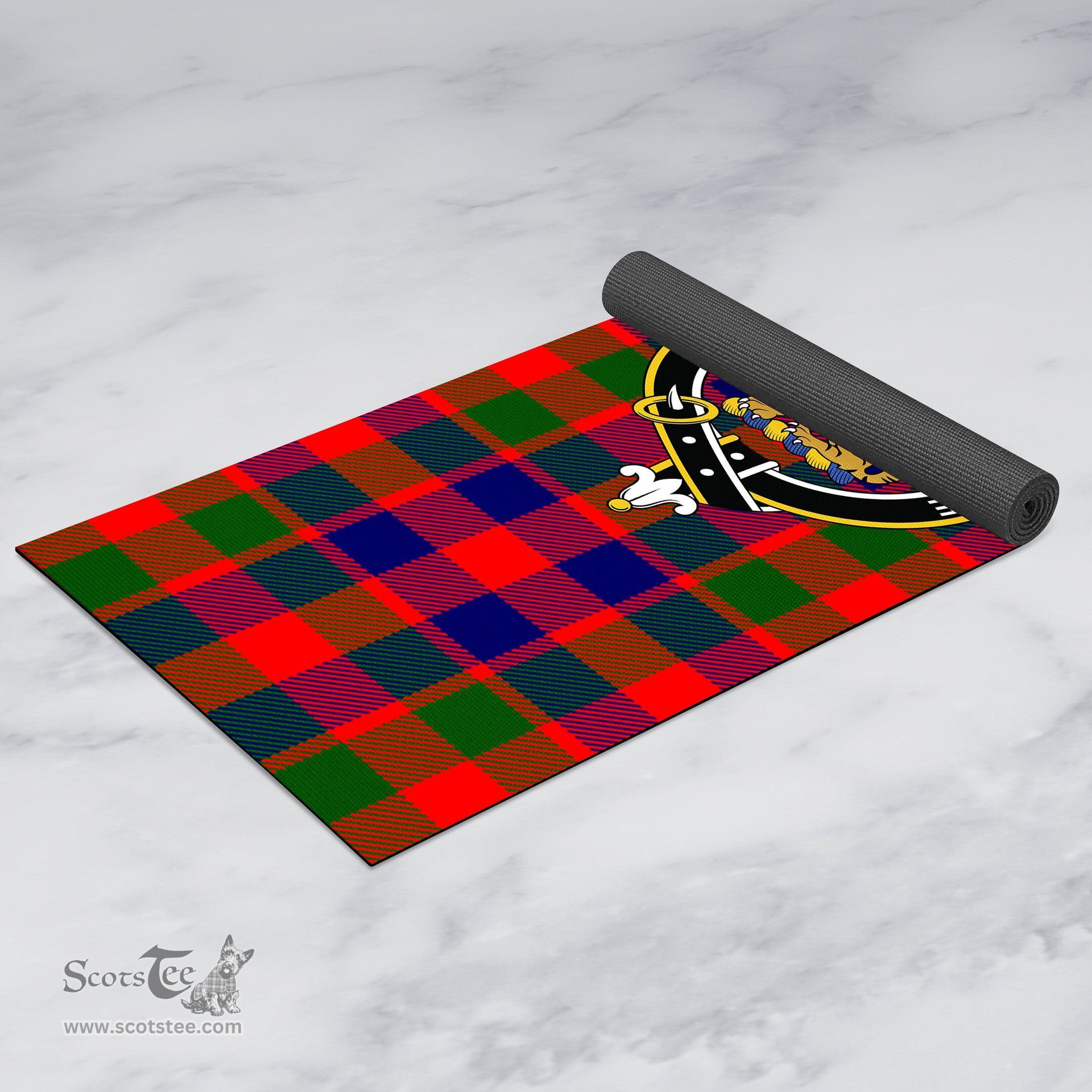 ScotsTee Shop Scottish Gow of McGouan Clan Crest Tartan Rubber Yoga Mat