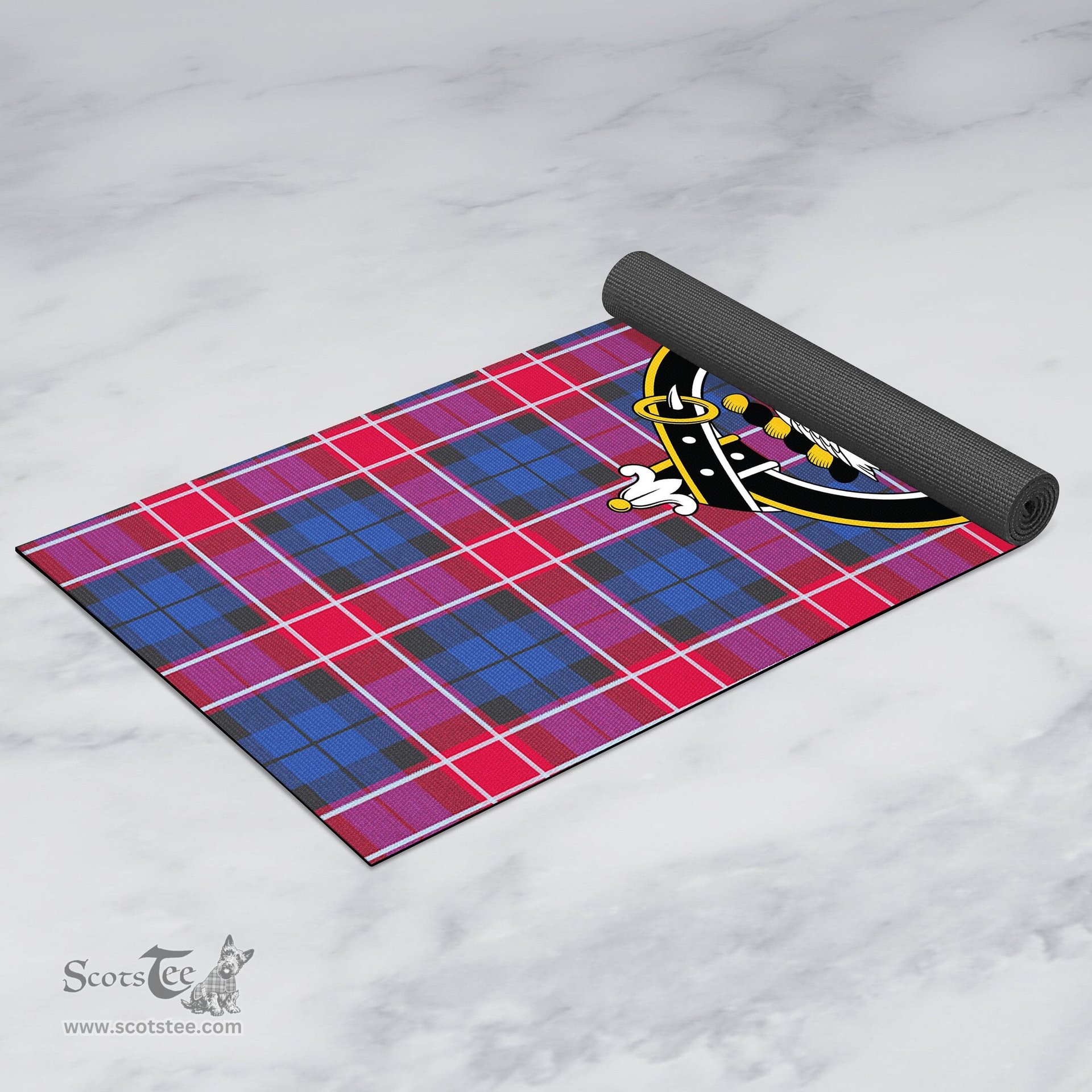 ScotsTee Shop Scottish Graham of Menteith Red Clan Crest Tartan Rubber Yoga Mat