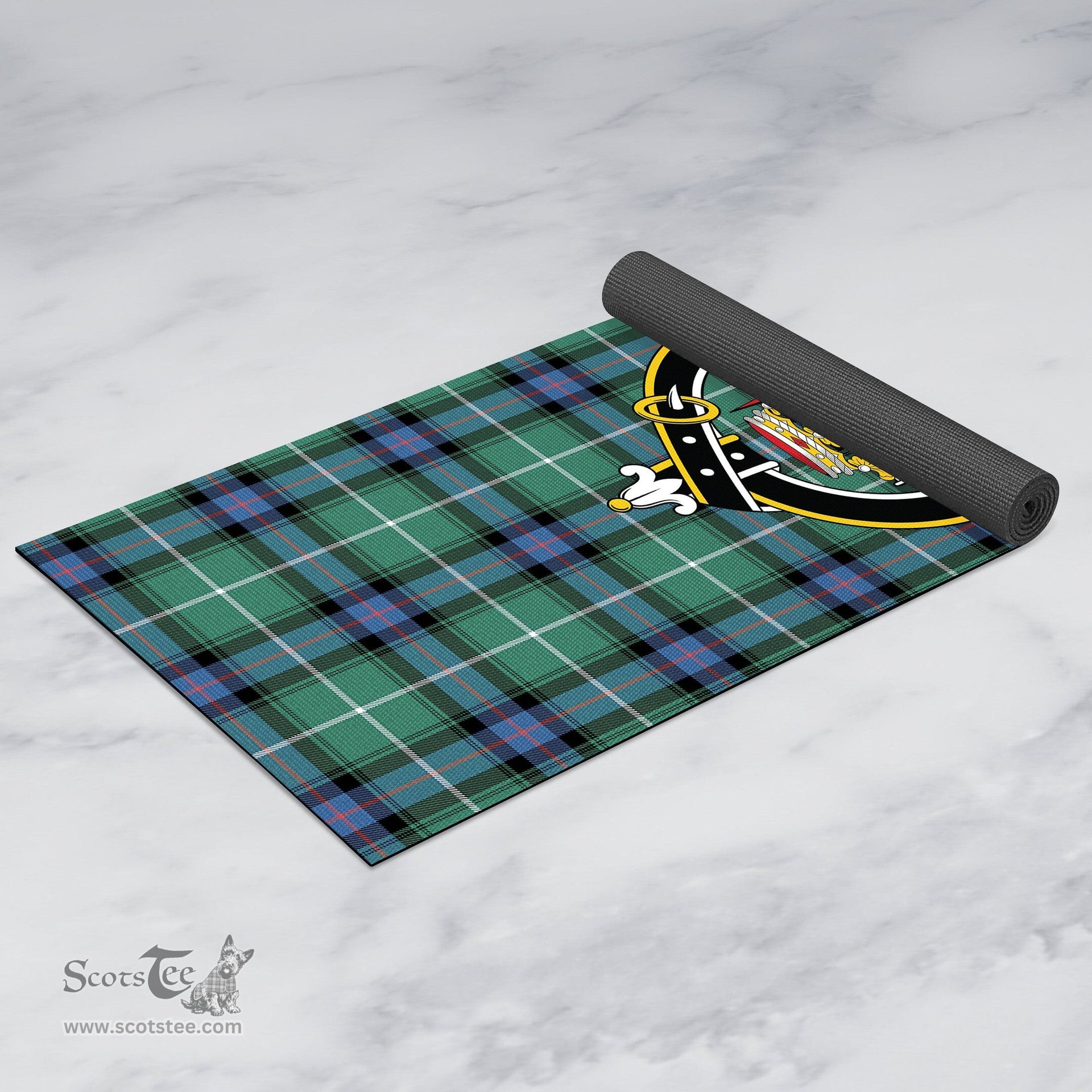 ScotsTee Shop Scottish MacDonald of the Isles Hunting Ancient Clan Crest Tartan Rubber Yoga Mat