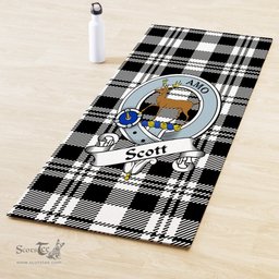 ScotsTee Shop Scottish Scott Black White Modern Clan Crest Tartan Rubber Yoga Mat