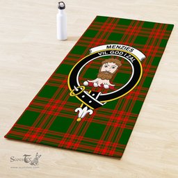 ScotsTee Shop Scottish Menzies Green Modern Clan Crest Tartan Rubber Yoga Mat