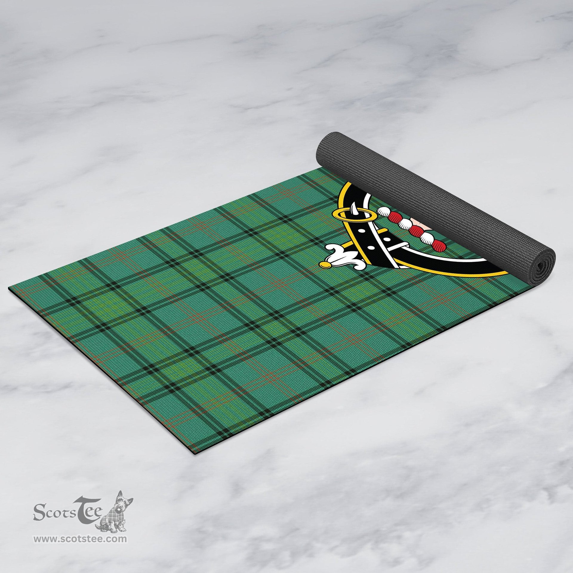 ScotsTee Shop Scottish Ross Hunting Ancient Clan Crest Tartan Rubber Yoga Mat