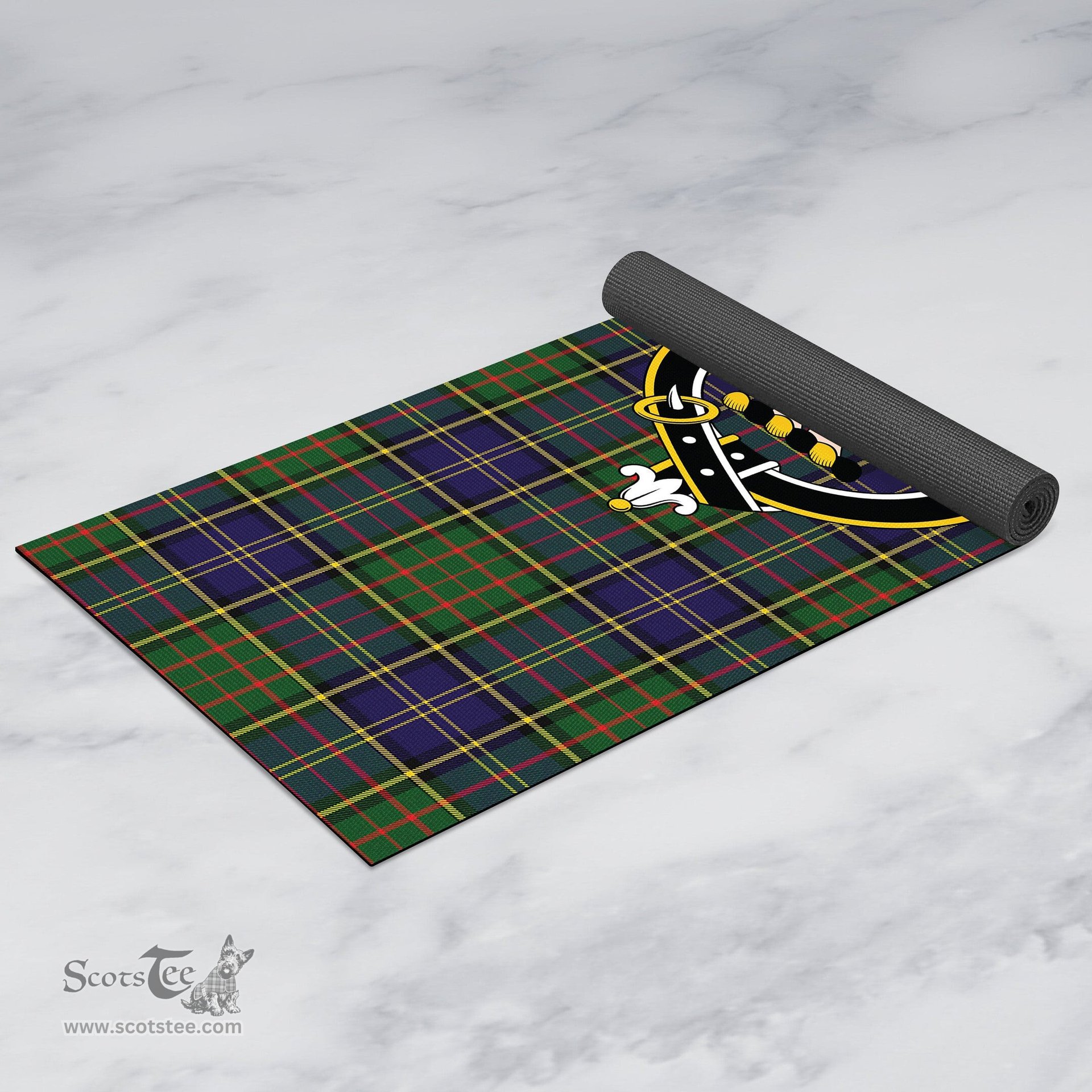 ScotsTee Shop Scottish MacMillan Hunting Modern Clan Crest Tartan Rubber Yoga Mat