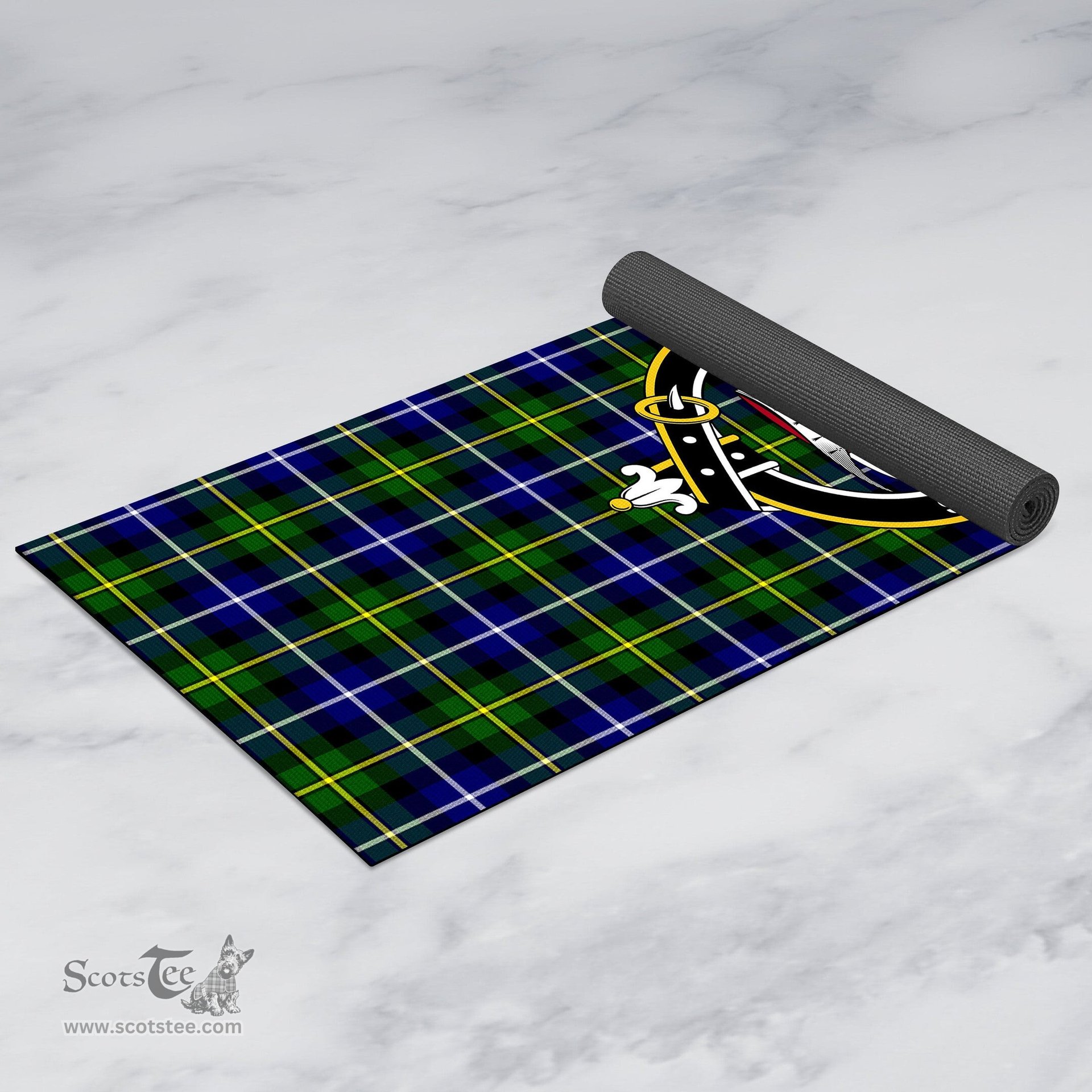 ScotsTee Shop Scottish MacNeil of Barra Modern Clan Crest Tartan Rubber Yoga Mat