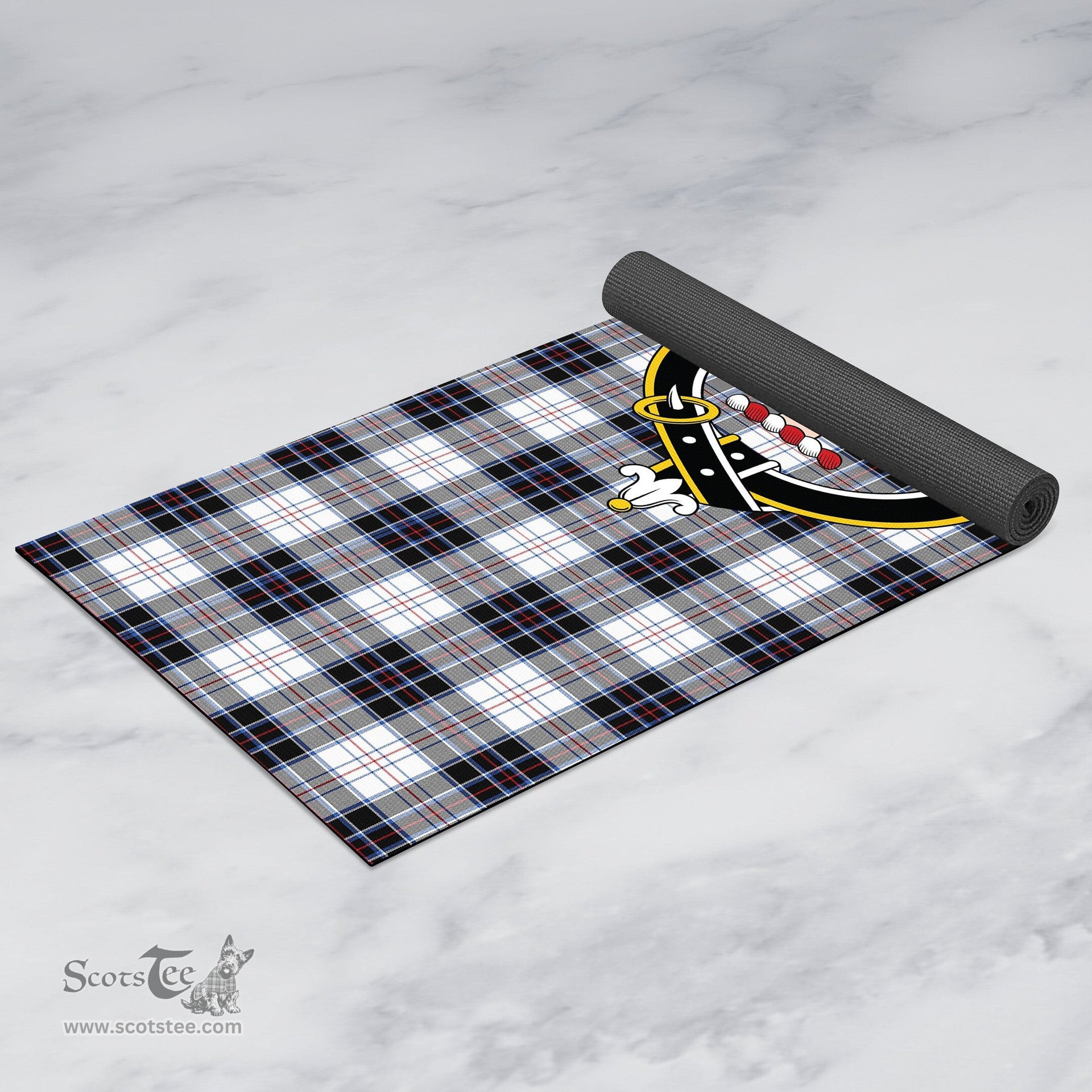 ScotsTee Shop Scottish MacRae Dress Modern Clan Crest Tartan Rubber Yoga Mat