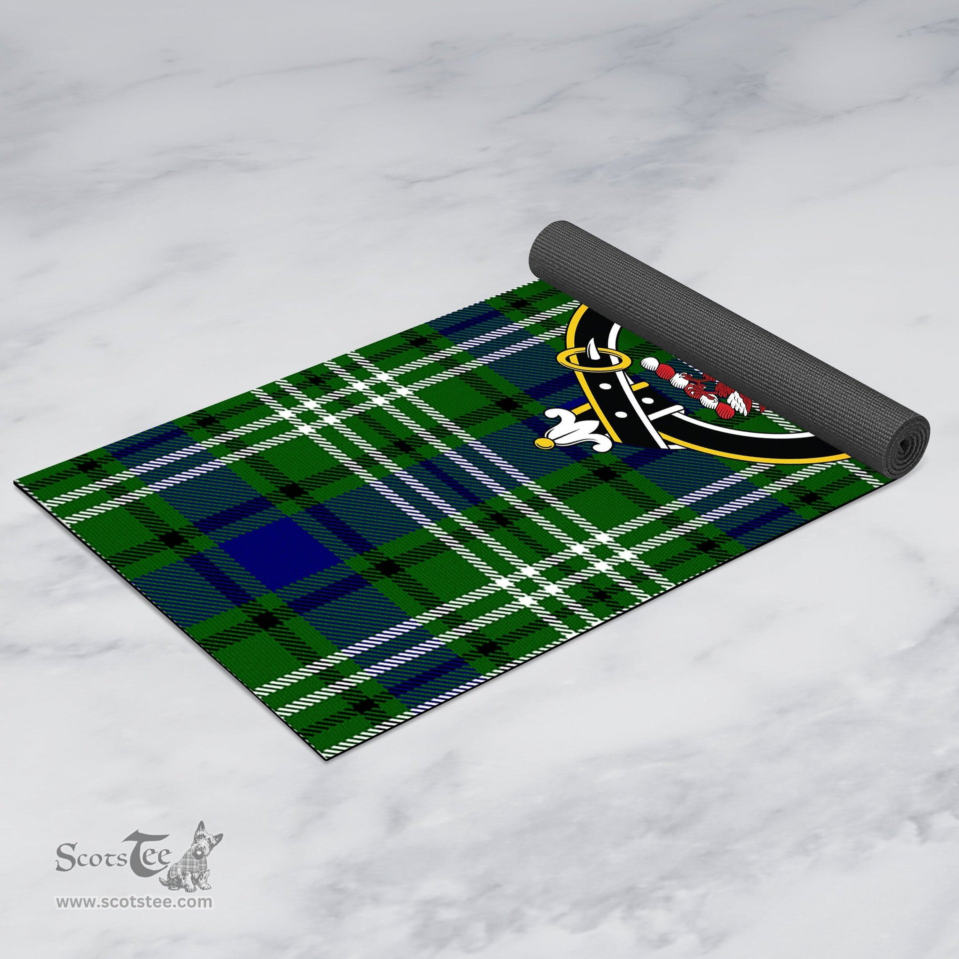 ScotsTee Shop Scottish Spottiswood Clan Crest Tartan Rubber Yoga Mat