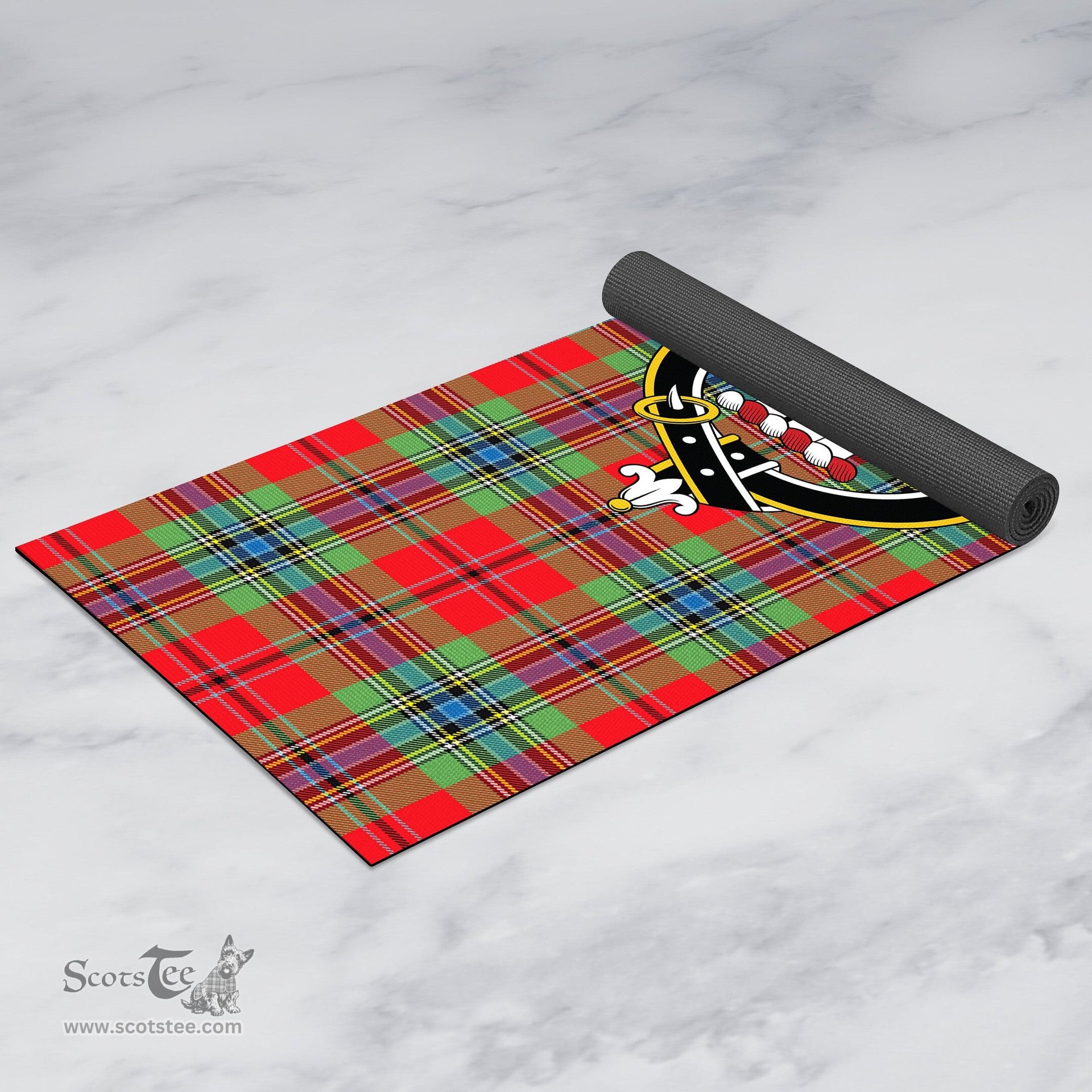 ScotsTee Shop Scottish MacLean of Duart Modern Clan Crest Tartan Rubber Yoga Mat