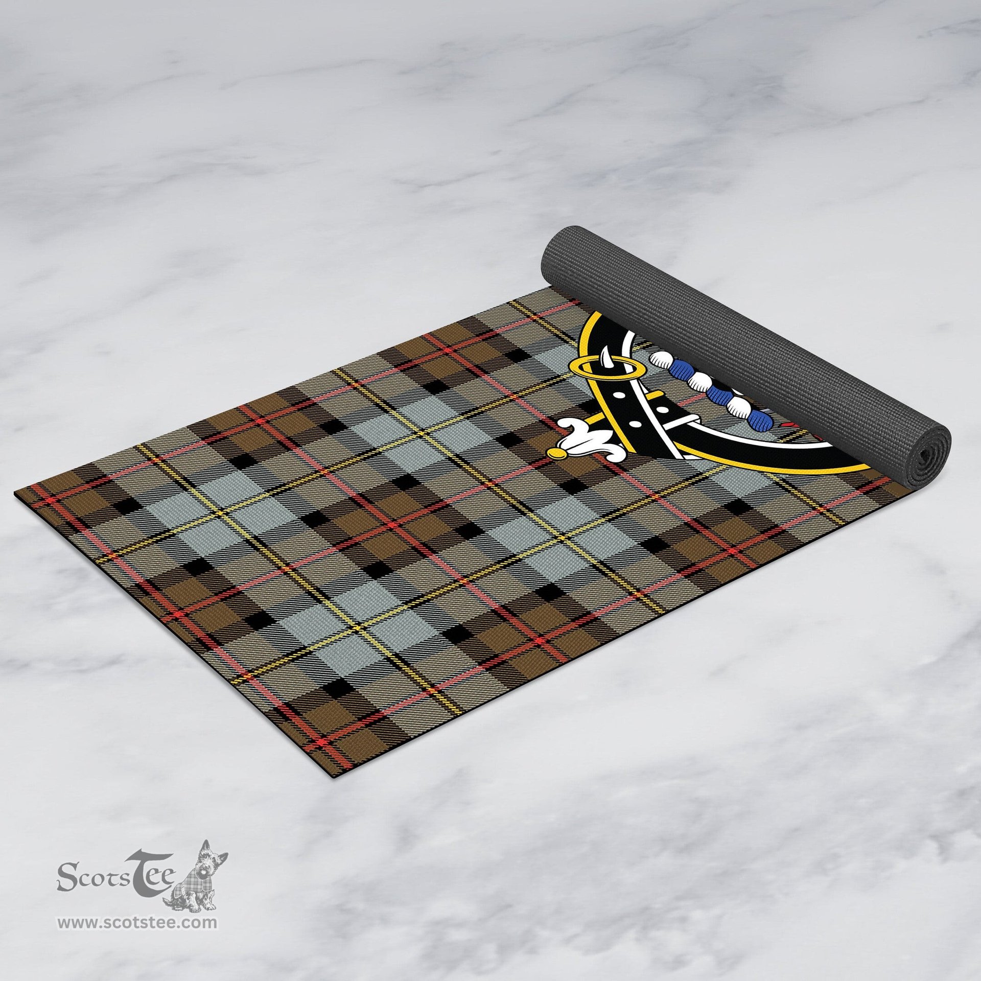 ScotsTee Shop Scottish MacLeod of Harris Weathered Clan Crest Tartan Rubber Yoga Mat