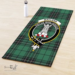 ScotsTee Shop Scottish MacLean Hunting Ancient Clan Crest Tartan Rubber Yoga Mat