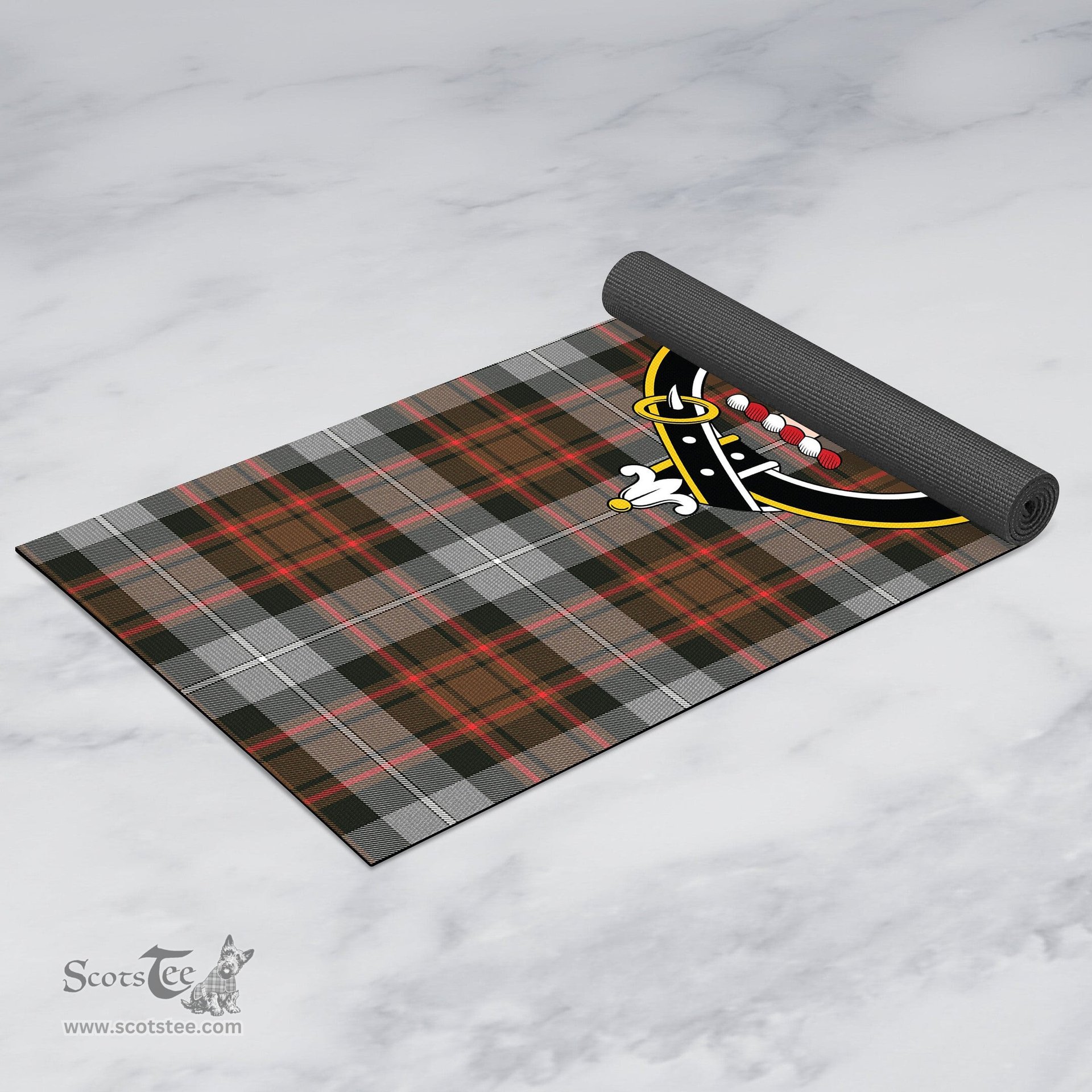 ScotsTee Shop Scottish MacRae Hunting Weathered Clan Crest Tartan Rubber Yoga Mat