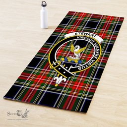 ScotsTee Shop Scottish Stewart Black Clan Crest Tartan Rubber Yoga Mat