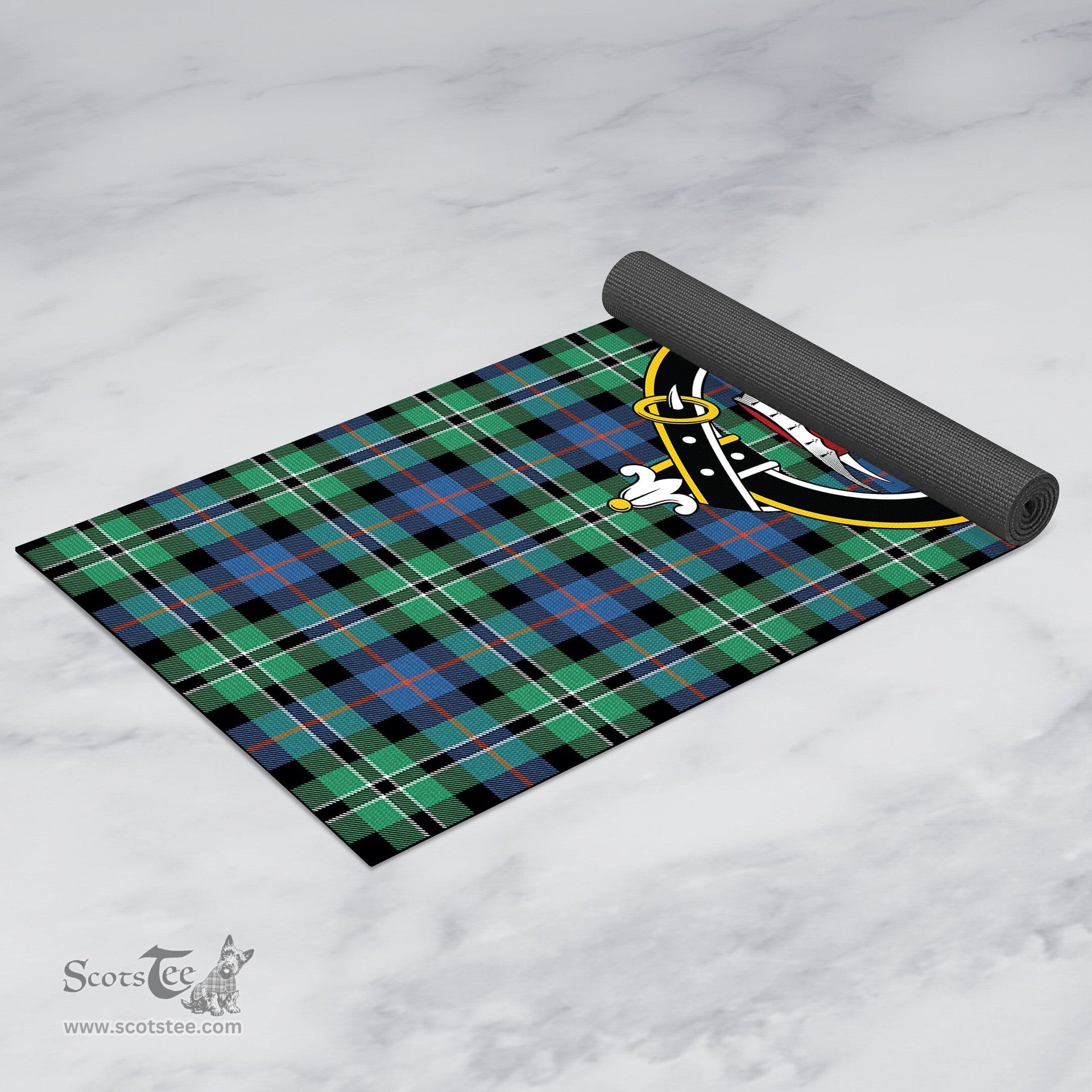 ScotsTee Shop Scottish Rose Hunting Ancient Clan Crest Tartan Rubber Yoga Mat