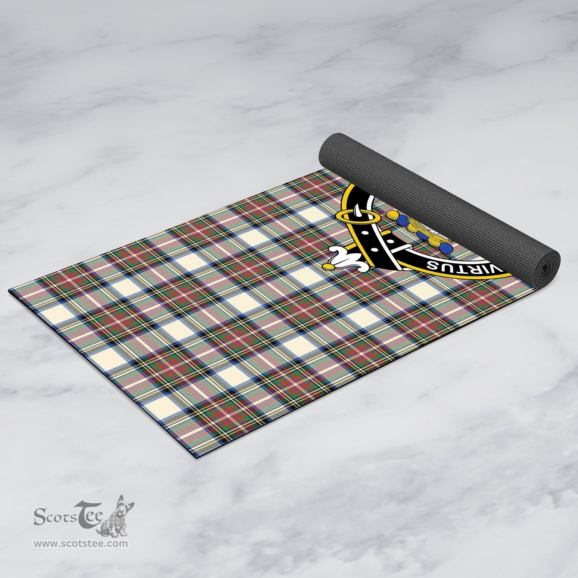 ScotsTee Shop Scottish Stewart Dress Ancient Clan Crest Tartan Rubber Yoga Mat